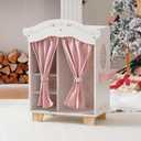 ROBOTIME 18in Doll Closet, Wooden Doll Closet Wardrobe, Pink Doll Wardrobe Closet Fits 16-18in Dolls, Gift for Boys & Girls, Small