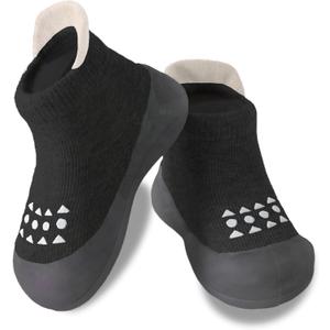Hstyle Baby Sock Shoes Toddler Walking Shoes Infant Non-Slip Slippers Soft Rubber Sole Sneakers for Baby Boys Girls (12-18 Months Toddler, Black)
