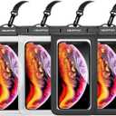Waterproof Cell Phone Pouch : 4 Pack Float Clear Cell Holder Protector with Lanyard - Universal Floatable Water Proof Dry Bag for iPhone Samsung Galaxy for Beach Swimming Pool