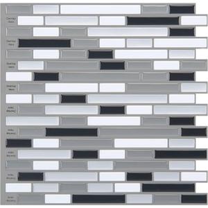 Art3d 12" x 12" Peel and Stick Tile Kitchen Backsplash Sticker Gray Brick (6 Tiles)