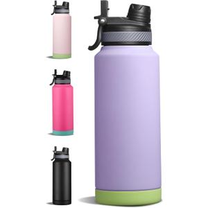 32 oz Insulated Sports Water Bottle with Straw, Vacuum Stainless Steel Water Flask with Handle, Thermal Metal Water Cup Mug with 2-in-1 Lid, Lavender