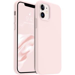 AOTESIER Compatible with iPhone 12 Phone Case and iPhone 12 Pro Case 6.1 inch,Silky Touch Premium Soft Liquid Silicone Rubber Anti-Fingerprint Full-Body Protective Flexible Bumper Case (Chalk Pink)