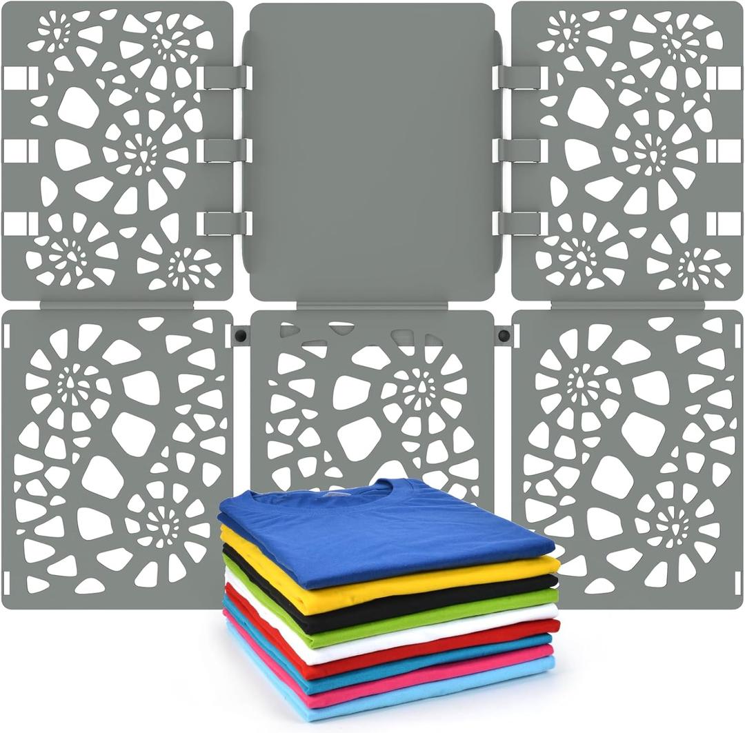 BoxLegend Shirt Folder Board V2 - Durable Plastic Clothes Folding Board Tshirt Organizer T-shirt Folder - Easy and Fast Folding for Adults and Kids - Grey (Gray)