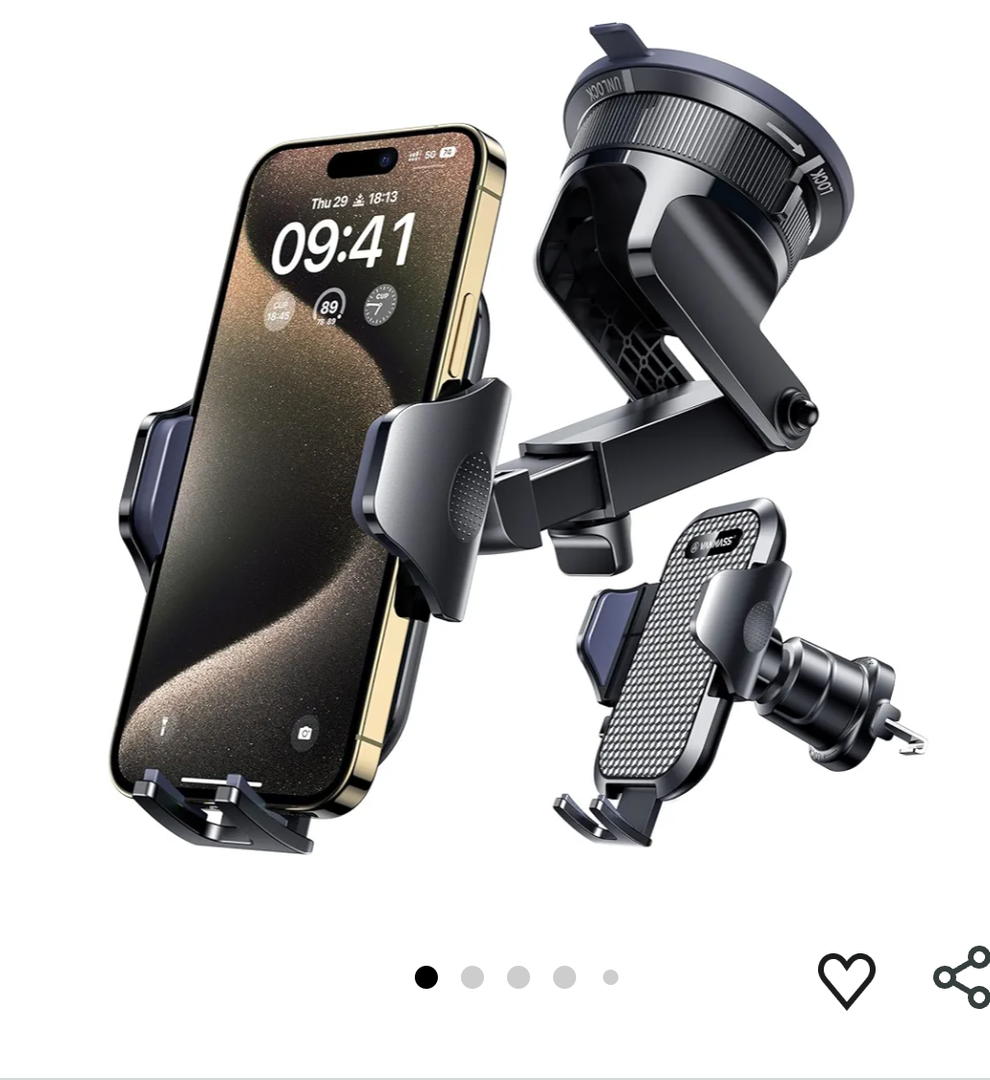 2026 True Military-Grade] Car Phone Holder VANMASS [Upgraded Strongest Suction & Clip] Cell Phone Mount for Dashboard Windshield Vent Wall,Truck Cradle Stand for iPhone 17 Pro Max 16 15 14 13 Android