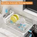 Stainless Steel Dish Drying Rack  304 Grade Dish Racks for Kitchen Counter with Utensil Holder & Adjustable Spout, Space-Saving Organizer, 16.5" x 11.8" x 5.3" White