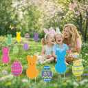 12PCS Easter Yard Signs Outdoor Decorations, Easter Bunny & Colorful Egg Garden Stakes for Lawn, Patio, Front Yard, Spring Holiday Outdoor Decor