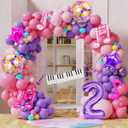 9Pcs Kpop Birthday Decorations - Kpop Music Balloons Hot Pink Music Note Balloons - 40 Inch Purple Number 2 Balloon for Disco Party Decor - K pop Music Themed Birthday Party Decorations