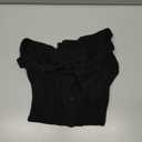 Floerns Women's Going Out Off The Shoulder T Shirts Long Sleeve Knit Button Front Fall Tops Black Medium