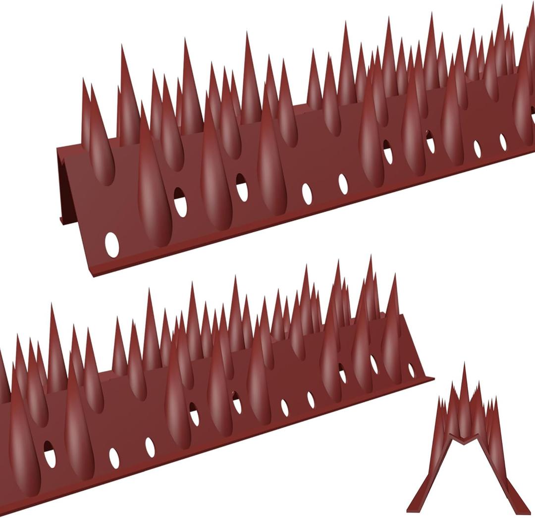 Bird Spikes,Brown, 12 Pack,New Roof Overhang Spikes, Pigeon Spikes for Fence, Outdoor,Garden, Keep Raccoon Seagull Away, Cat Fence Anti Climb, 11.8Feet