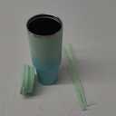 40 oz Tumbler with Handle and 2 Straws,2 in 1 Lid Insulated Water Bottle Stainless Steel Travel Coffee Mug,Mint
