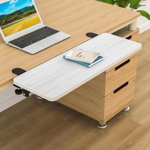 Ergonomics Desk Extender, 25.2in x 9.45in Foldable Keyboard Tray, Clamp on Computer Armrest Support, Side Table Extension Attachment, Suitable for Office Home Use, White