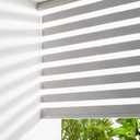 Persilux Cordless Zebra Shades (47" W X 72" H, Grey) Free-Stop Window Shades Dual Layer Light Control for Day and Night, Light Filtering Sheer Blinds for Windows, Easy to Install