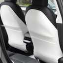 TX-INNO AUTO Leather Seat Back Protector Compatible with Tesla Model 3 Model Y, Wear Resistant Seat Back Protector for Kids with Organizer Pocket, Tesla Accessories Set of 2 (White)
