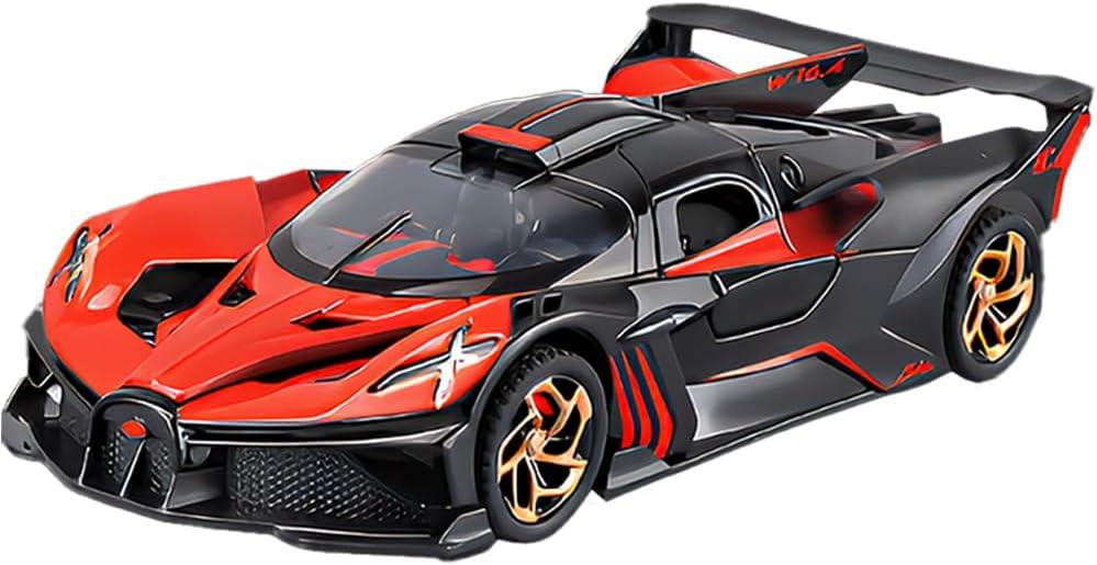Toy Cars for Bugatti Bolide Sports Model Car, 1/32 Zinc Alloy Diecast Car Model Toy with Lights and Music Collectibles Pull Back Die-cast Vehicles for Kids Adults Gift (Red)