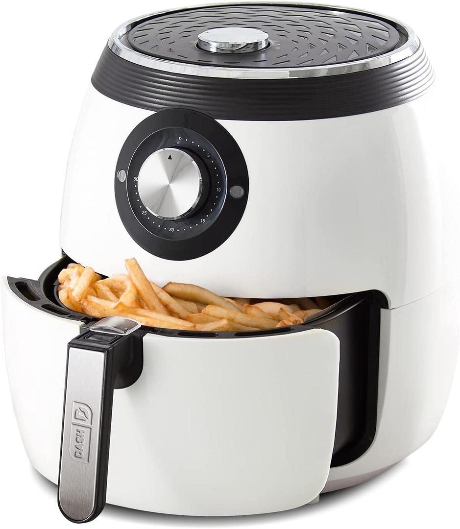 Dash Deluxe Electric Air Fryer + Oven Cooker with Temperature Control, Non-stick Fry Basket, Recipe Guide + Auto Shut Off Feature, 1700-Watt, 6 Quart - White