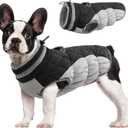 FUAMEY Dog Coat for Small Dogs,Waterproof Dog Winter Jacket with Harness Built in Puppy Cold Weather Coats Reflective Pet Vest with Zipper Warm Fleece Dogs Snowsuit Windproof Black S