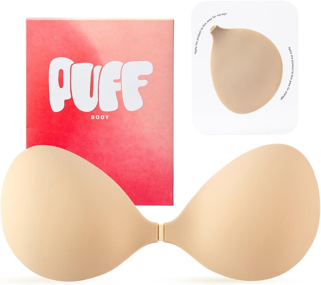 Invisible Strapless Sticky Bra Push up for Women, Adhesive Bra for Backless Dress, Cleavage Lift Nipple Covers (Nude)