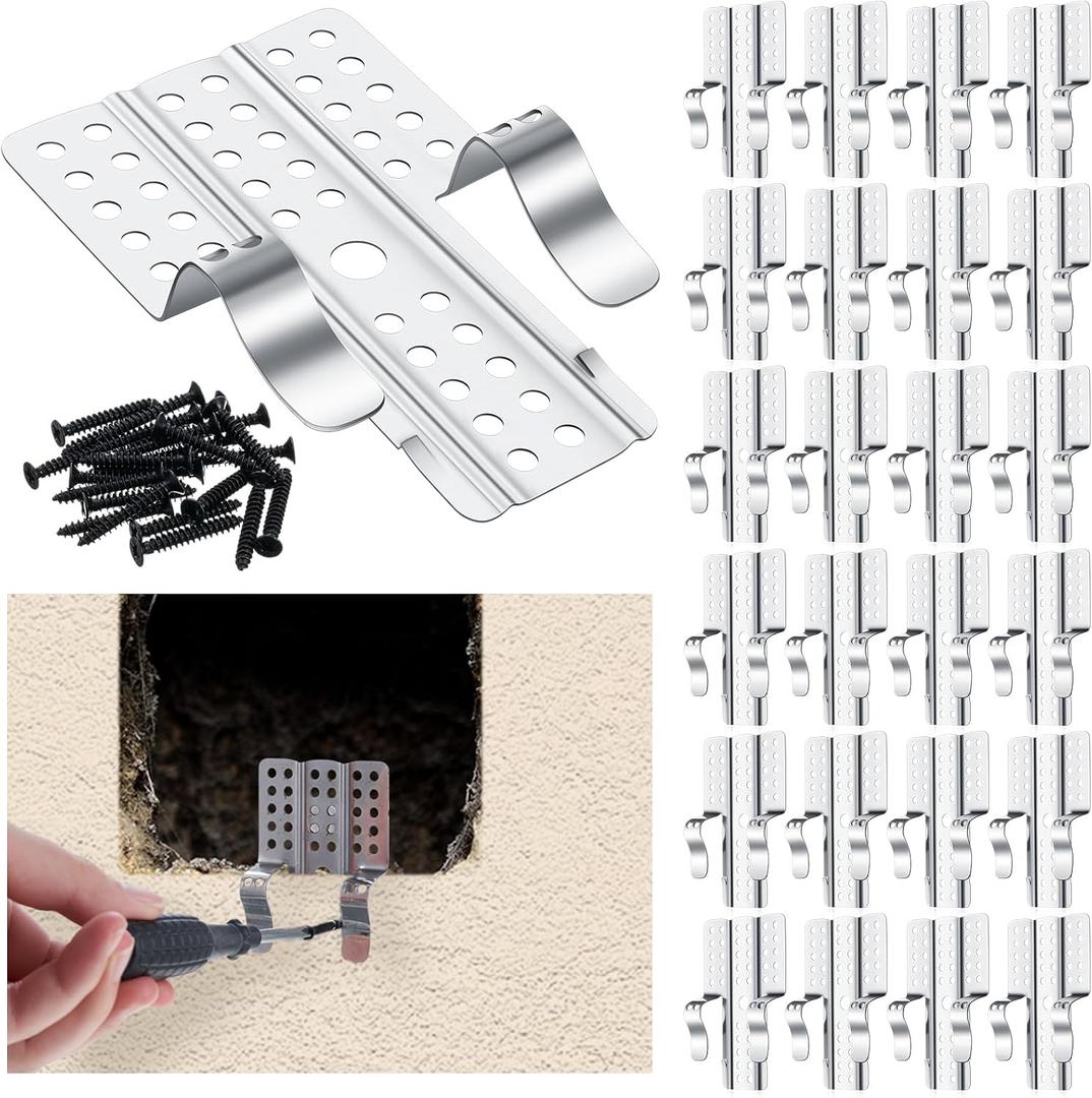 24 Pack 1/2" Drywall Repair Clips Patch Kits Including 24 Drywall Repair Clips and 48 Matching Screws for Wall Hole