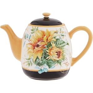Sunflower Fields 40 oz Ceramic Teapot with Lid Great for Steeping Loose Leaf or Bagged Tea, Ideal for Gifting, Entertaining, and Everyday Use