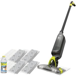 Shark VACMOP Cordless Hard Floor Cleaner, Vacuum and Spray Mop, Powerful Suction, Lightweight, LED Headlights, Includes 4 Disposable Pads, 12oz Multi-Surface Cleaning Solution, Gray, VM252