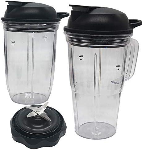 Replacement Combo Easy Twist Extractor Blade with18oz,24oz handle cup with to go lid, Compatible with NutriBullet Blender Combo/PRO 1000/ Select Blender (5, 1*18oz cup+1*24oz handle cup+2*lid+1*blade)