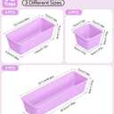 Canfanni 13 Pack Plastic Drawer Organizers Set, 3 Sizes Desk Drawer Organizer Trays for Vanity and Makeup Organizer, Organization and Storage for Makeup, Kitchen Utensils, Bathroom and Office(Purple)