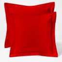 Cotton Metrics Linen 2 Pack Euro Pillow Shams 24x24 – 600 Thread Count 100% Organic Cotton Red Square Pillow Covers with 2 Inch Flange, Soft & Smooth Premium Hotel-Quality Pillowcases Set of 2