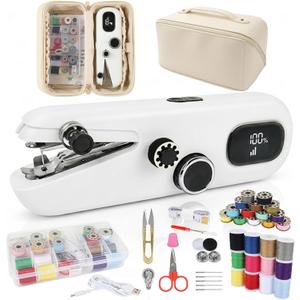 Philorn Handheld Sewing Machine for Beginners,Quick Portable Sewing Machine for Beginners, Sewing Kit for Home Travel and Craft Projects (White)