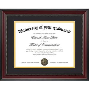 upsimples Diploma Frame 8.5 x 11 with Mat or 11x14 without Mat, Certificate Degree Document Frame, Classic Wood Grain with Gold Beading, Includes Black & Gold Mats, Graduation Gifts, 1 Pack