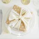 MEEDEE Ivory Velvet Ribbon 2 Inch Frayed Edge Silk Ribbons 2 Rolls 4 Yards Crinkle Crushed Ribbons Ivory Ribbon for Christmas Tree, Gift Wrapping, Holiday Decor, Wedding Favors