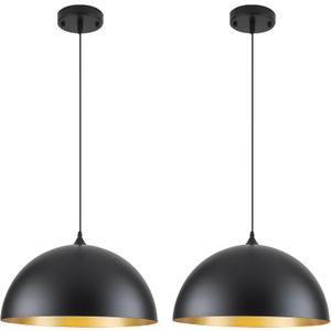Black Large Pendant Light 2 Packs,19.7inches, Kitchen Pendant Lighting, Oversized Modern Pendant Lights, Farmhouse Pendant Lighting, Pendant Light for Bedroom, Kitchen Island, 19.7inch-Ceiling