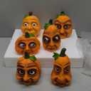 Geelin 6 Pcs Halloween Expressive Pumpkins Family Resin Fall Decorations Funny Smile Pumpkin Head Lantern Venue Props Gifts for Outdoor Indoor Garden Yard Table Top Decor Bar Party Decoration