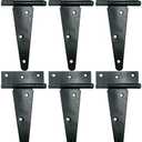 HLMOptimo Heavy Duty T Hinge Tee Hinge T Strap Hinge Shed Hinge Gate Hinge Barn Hinge Fence Hinge Door Hinge Wrought Rustproof All Size Black (6 pcs, 6 inch