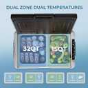 EUHOMY 12 Volt Refrigerator, 47QT(45L) Dual Zone Electric Cooler, Portable Freezer 12V/24V DC 110-240V AC, 12V Fridge -4~68, 12V Cooler with Wheels & Basket for Travel, Truck, Camping, Boat