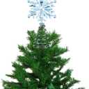 Lenwen Mini Snowflake Tree Topper Christmas Miniature Tree Topper Acrylic Small Snowflake Treetop Decoration Xmas Treetop Ornaments for Winter Holiday Party Decor(Blue,Iridescent)