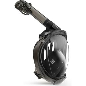 Greatever G2 Full Face Snorkel Mask with Latest Dry Top System,Foldable 180 Degree Panoramic View Snorkeling Mask with Camera Mount,Safe Breathing,Anti-Leak&Anti-Fog (Large/ X-Large, Gray Black)