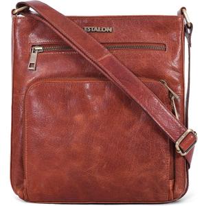 ESTALON Women's Real Leather Crossbody Purse With Adjustable Sling Strap - Medium Size Crossover Shoulder Hand Bag