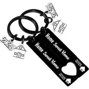 Ghloyza 2PCs Housewarming Gifts Sweet Home Keychain 2025 New Home Gift New House Keyring Sweet Homewarming Gifts for Women Couple Friends Adventures Home Owners Keychains
