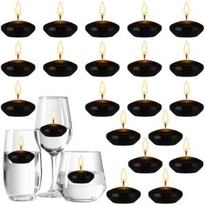 Nuanchu 40 Pcs Black Floating Candles Centerpieces for Wedding Small Unscented Floating Candles Decoration for Wedding Anniversary Holiday Party Gifts Home Pool Decor