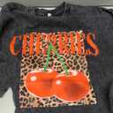 Oversized Cherry Graphic Tees for Women Vintage Leopard Cherry Fruit Shirt Acid Wash Crewneck Streetwear T Shirts Top (Gray, XL)