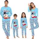 Christmas Pajamas for Family Christmas Family Matching Outfits Long Sleeve Family Jammies Matching Holiday Pajamas (Blue)