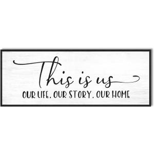 YPY This Is Us Family Wall Decor Sign for Living Room, Farmhouse Home Decor Wall Entryway Quotes Bedroom Decorative Plaques Art 32'' x 12''