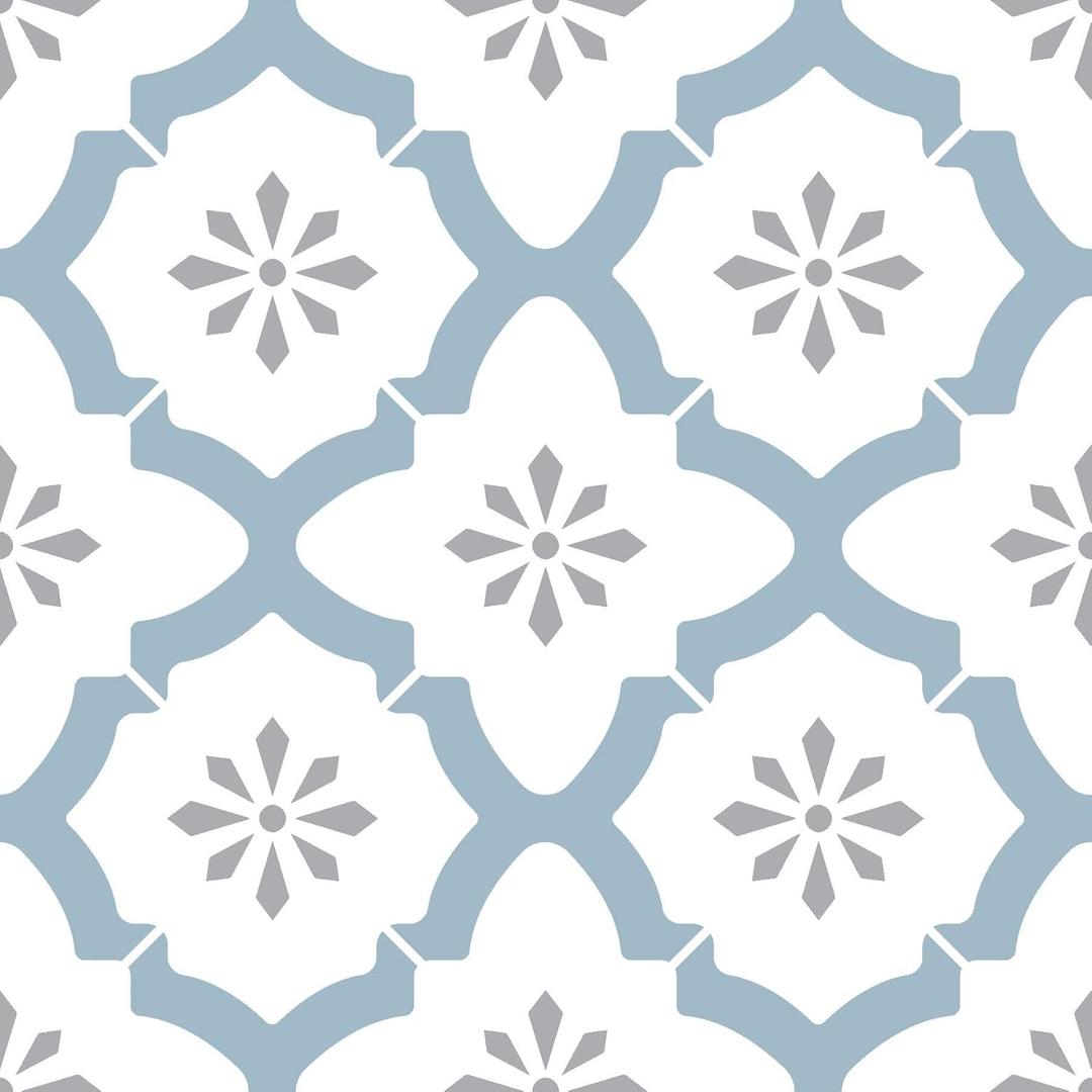 FloorPops Alfama Peel and Stick Floor Tiles, Blue, Geometric Vinyl Floor Tiles, Water Resistant, 12 in x 12 in, Pack of 10