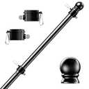 PHITRIC 5 FT Black Flag Pole, Tangle Free Spinning Stainless Steel Weather Resistant Rustproof Flagpole Suitable for 3x5 Sports Fan Outdoor Flags 1" Dia Flag Poles for House, Wall (Without Bracket)