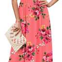 WEACZZY 2026 Summer Long Dresses for Women Wrap Empire Pleated Waist V Neck Short Sleeve Elegant Maxi Dress with Pockets (Small, Sugar Pink)