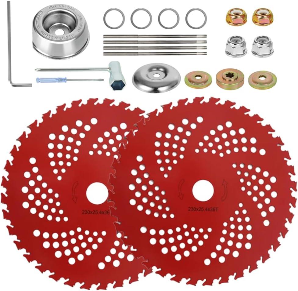 Dunhil Metal Brush Cutter Blade for Weed Eater, Cutter, Trimmer with 2 Set Adapter Kits (2 Pack 9 inch 36T)