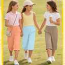 3 Pack Girls' Wide Leg Capri Pants | Teen Kids Capris, Tween Sweatpants, Pockets, Elastic Waist, Workout, Loose, Casual