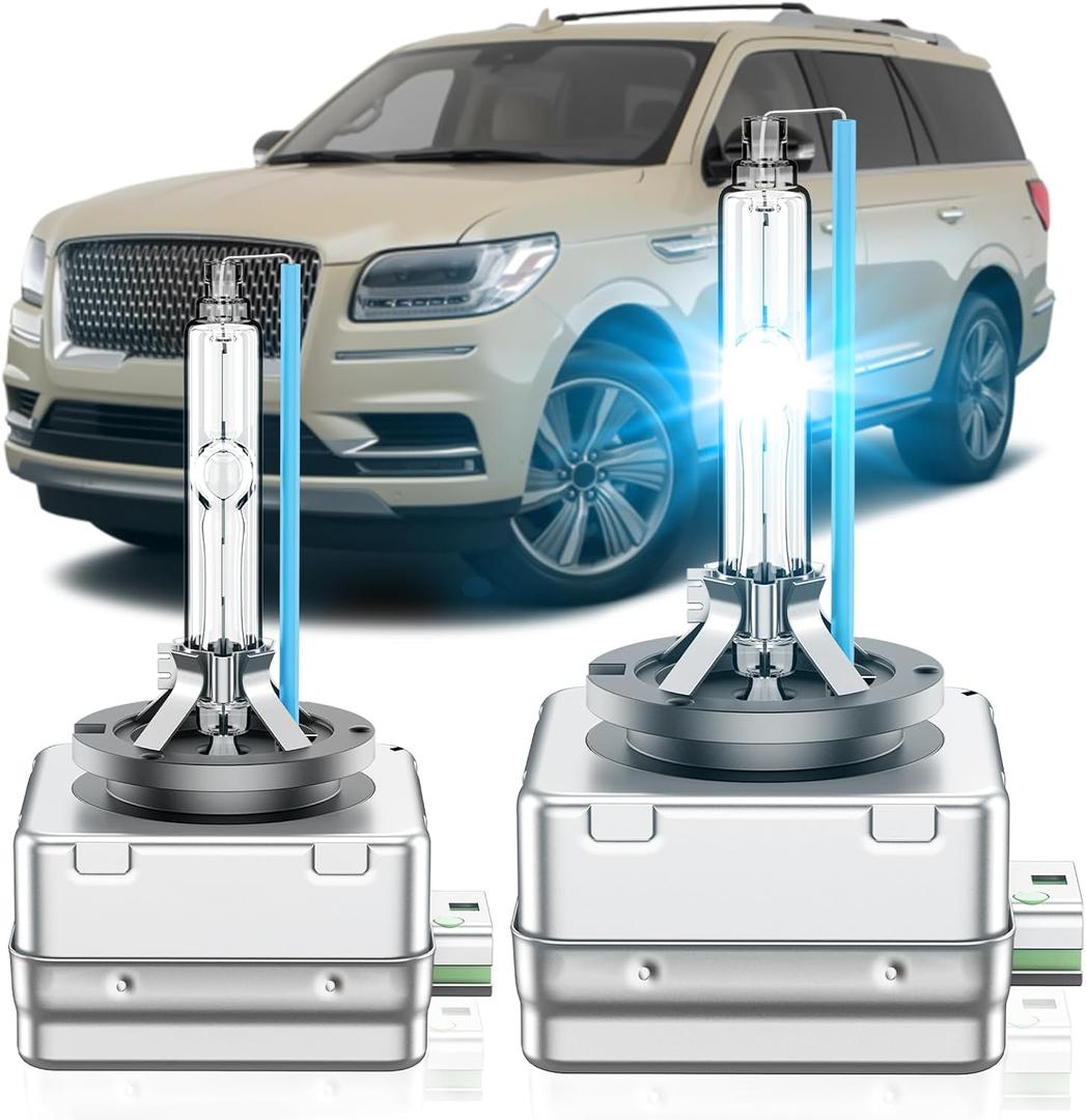 Fit for Lincoln 2007-2018 Navigator 2011-2016 MKS MKX MKT 2017-2020 Continental MKZ D3S HID Xenon Headlight Bulbs, High Low Beam Light Bulb, 8000K White Blue, Plug and Play, Pack of 2