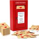 Romantic Love Postbox with 50 Mini Love Notes and Envelopes, Valentines Day Gifts for Him, Cute Valentines Gift for Husband Boyfriend, Vday LoveLetter, Long Distance Relationship Gifts (Red)