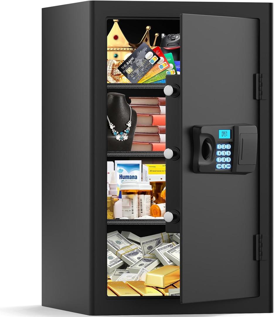 5.0 Cuft Fireproof Safe for Home, Home Safes Water and Fireproof, Safe Box with Digital Combination Lock, Alarm Systerm and Removable Shelf, Fire proof Safes for Home Document Money Valuables